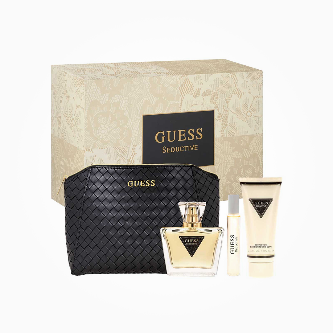Set Guess Seductive - EDT 75ml, Loción 100ml, Travel Size 15ml, Cosmetiquera Dama