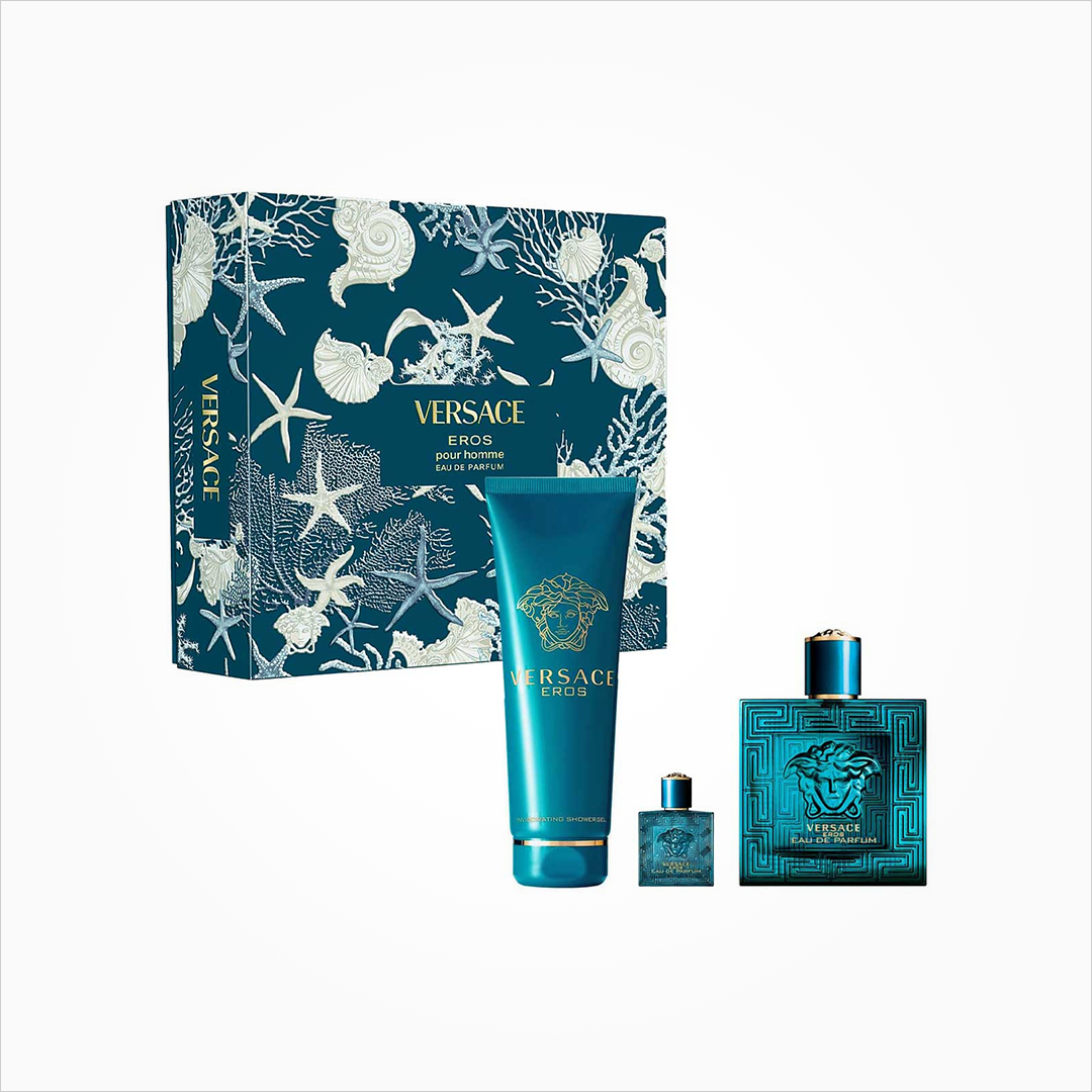 Set Versace Eros - EDP 100ml, Gel de Baño 150ml, Travel Size 5ml Caballero